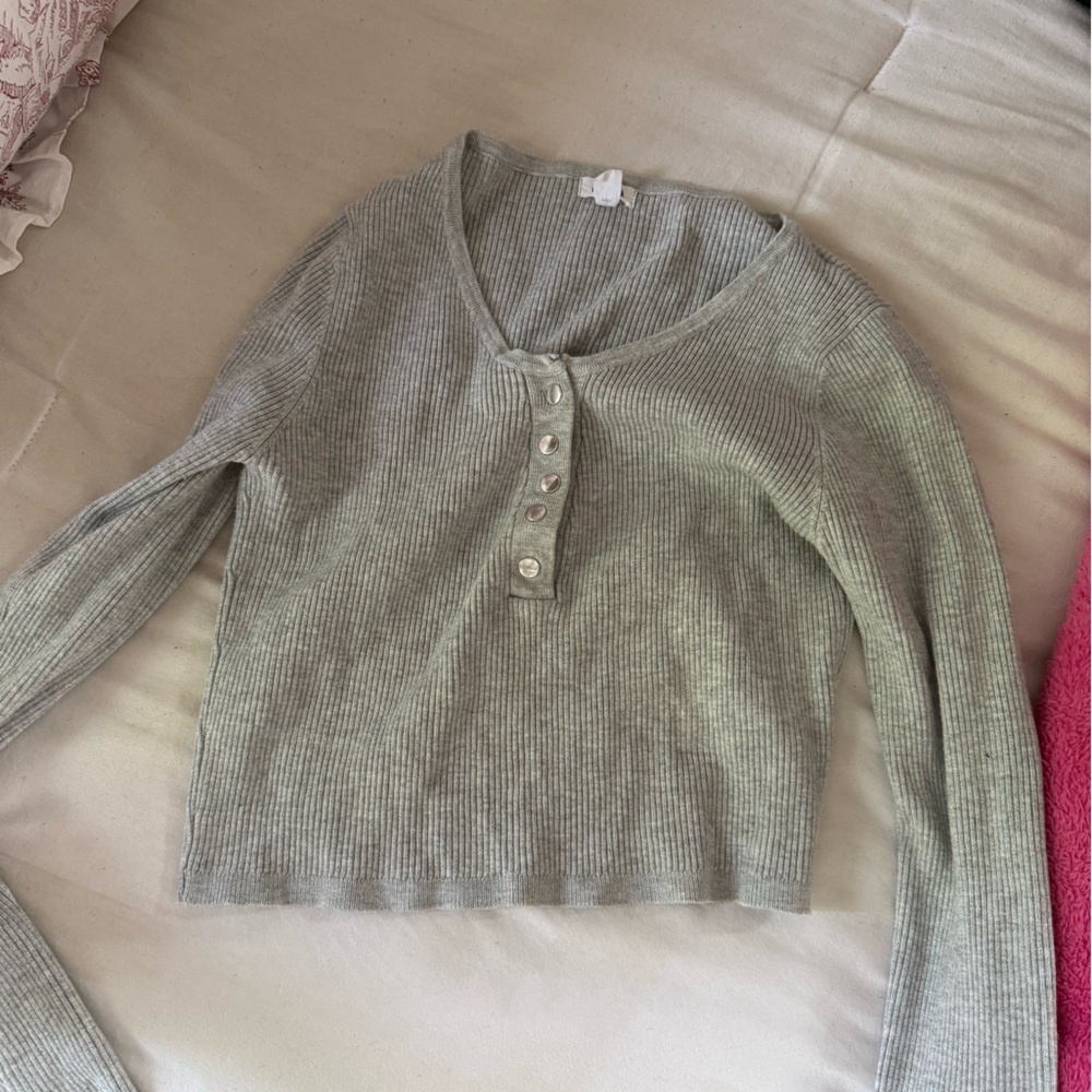 Garage Gray Ribbed Crop Top